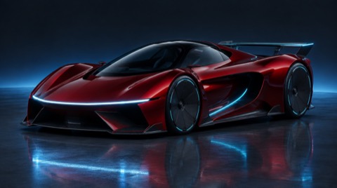 Deep red electric hypercar concept