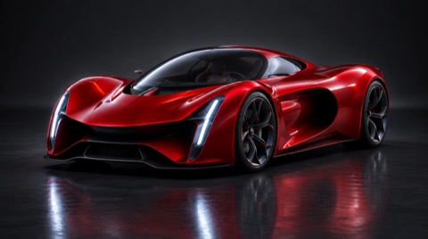 Red mid-engine supercar concept