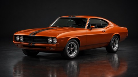 Orange muscle coupe